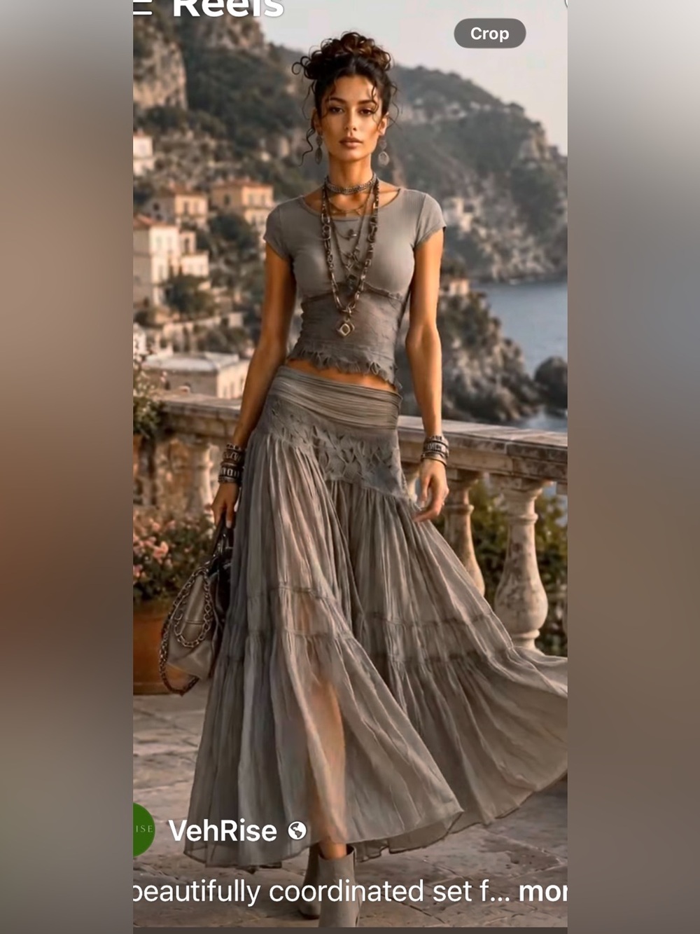 Taupe Tiered 2p Gray maxi
